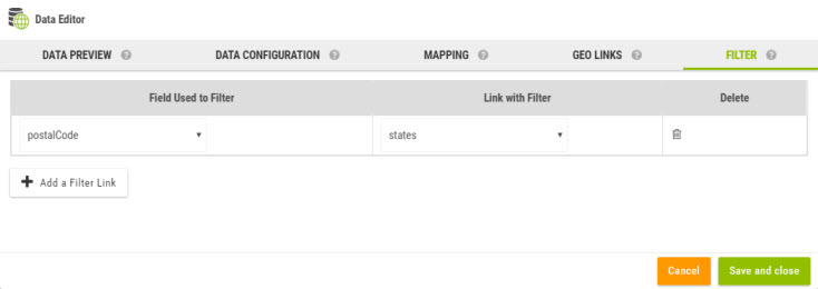 Filters tab