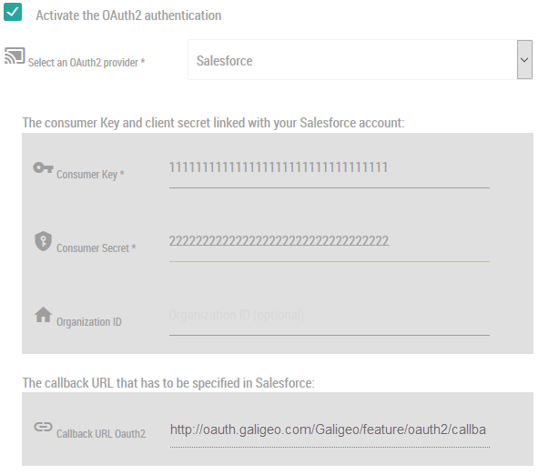 Galigeo OAuth2 configuration