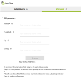 Geocoding tab