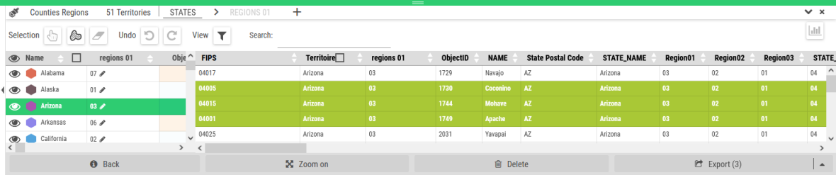 Geographic entities display