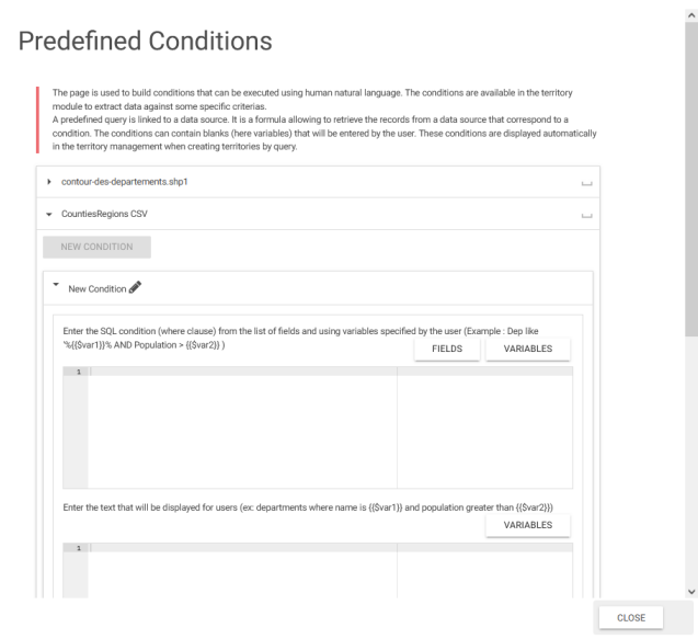 Predefined queries