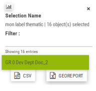Accès géorapport via sélection