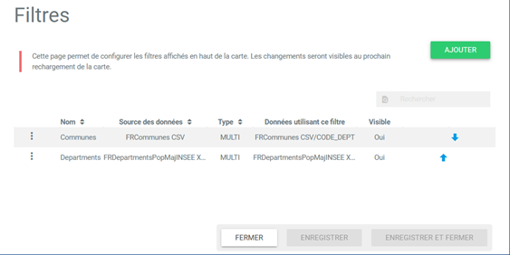 Configuration filtre