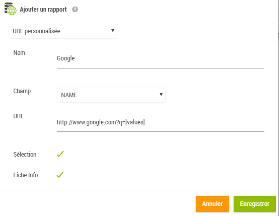 Configuration géo-lien URL personnalisée