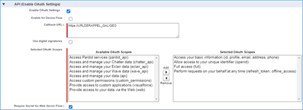 Configuration Salesforce - API OAuth