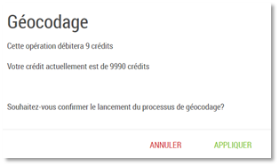 Confirmation géocodage