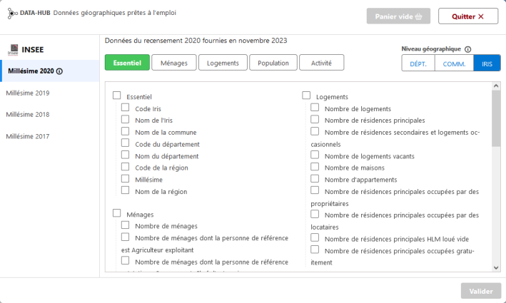 Fenêtre principale Data-Hub