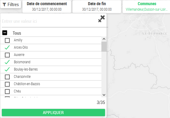 Filtre choix multiples