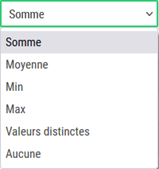 Liste déroulante opérateur d'agrégation