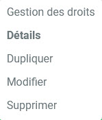 Menu paramétrage