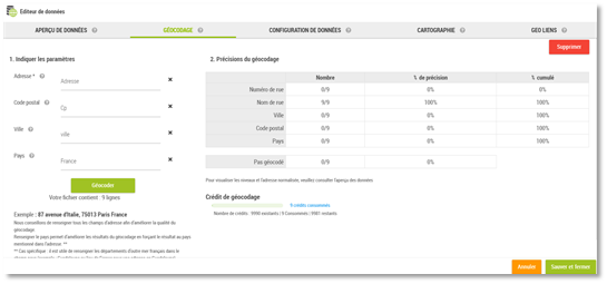 Résultats géocodage